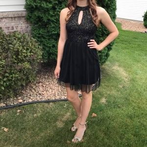 WORN ONCE- Black and Gold Homecoming Dress